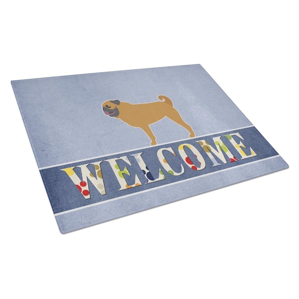 Carolines Treasures Pug Welcome Glass Cutting Board Large - BB5551LCB