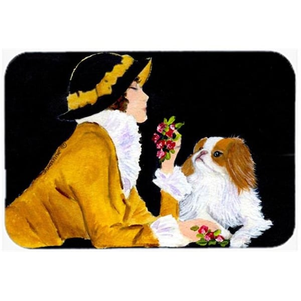 Carolines Treasures Carolines Treasures SS8541LCB 12 x 15 in. Lady with her Yorkie Glass Cutting Board; Large - SS8541LCB