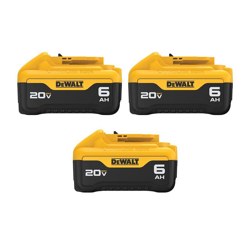 Batería de iones de litio Premium DEWALT 20V MAX de 6.0Ah (paquete de 3) - DCB206-3