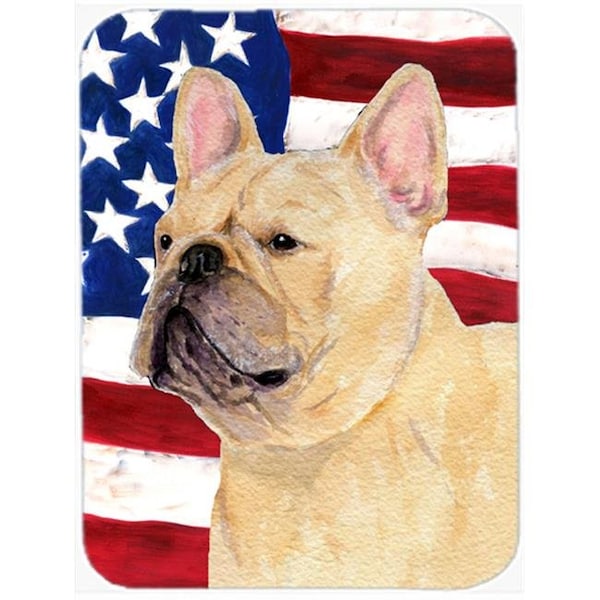 Carolines Treasures Carolines Treasures SS4047LCB USA American Flag With French Bulldog Glass Cutting Board - Large - SS4047LCB