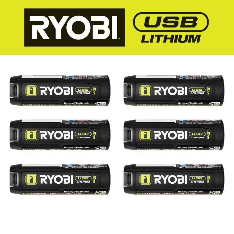 Baterías recargables de litio RYOBI USB de 2.0 Ah (paquete de 6) - FVB202-FVB202-FVB202