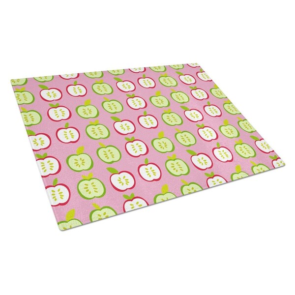 Carolines Treasures Carolines Treasures BB5141LCB Apples on Pink Glass Cutting Board; Large - BB5141LCB