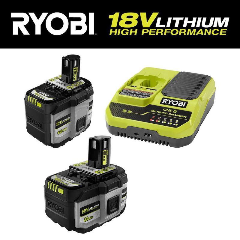 RYOBI ONE+ 18V 12.0 Ah Kit de ALTO RENDIMIENTO con Cargador Rápido ONE+ 8A y Batería de ALTO RENDIMIENTO de 8.0 Ah - PSK0112-PBP1008