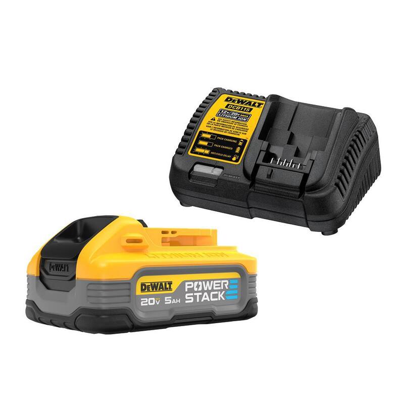 Kit de inicio de batería de iones de litio DEWALT POWERSTACK 20V con batería de 5.0Ah y cargador - DCBP520C