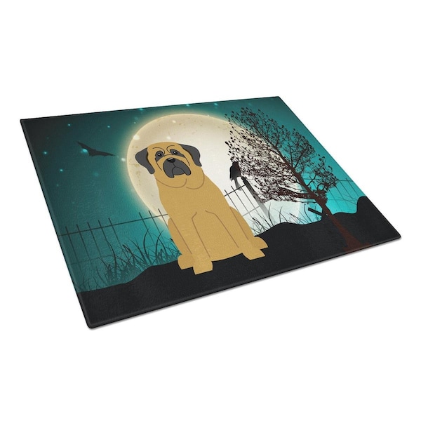 Carolines Treasures Halloween Scary Mastiff Glass Cutting Board, Large - BB2208LCB