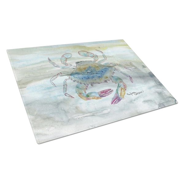 Carolines Treasures Female Blue Crab Watercolor Glass Cutting Board Large - SC2005LCB