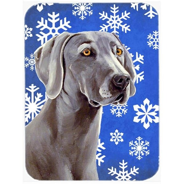 Carolines Treasures Carolines Treasures LH9296LCB Weimaraner Winter Snowflakes Holiday Glass Cutting Board - Large - LH9296LCB