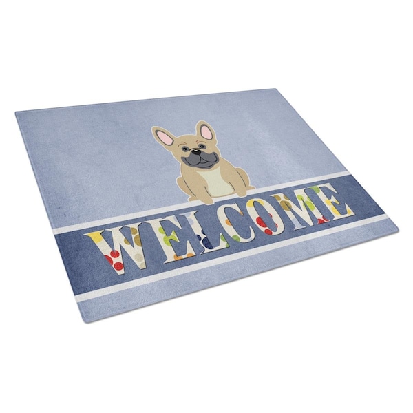 Carolines Treasures French Bulldog Cream Welcome Glass Cutting Board Large - BB5591LCB