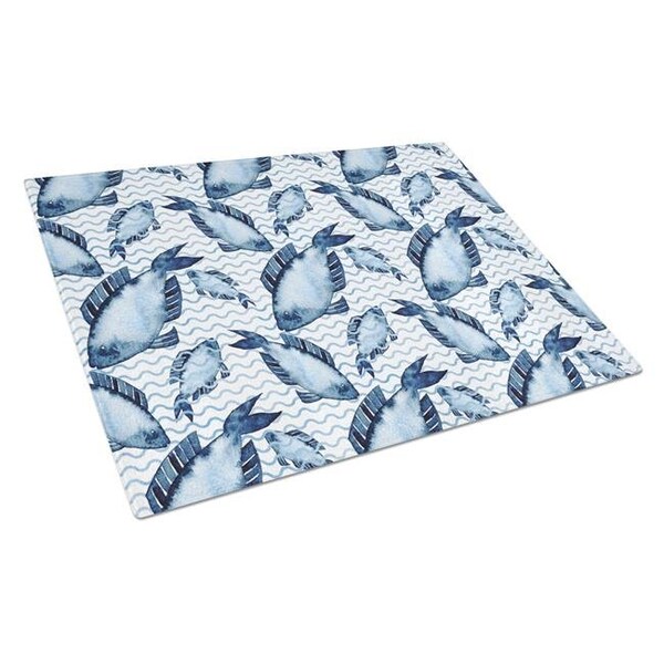 Carolines Treasures Carolines Treasures BB7532LCB Beach Watercolor Fishes Glass Cutting Board; Large - BB7532LCB