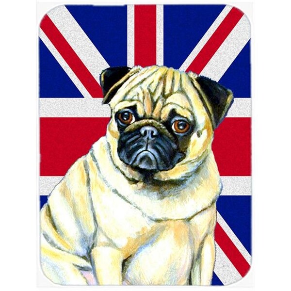 Carolines Treasures Carolines Treasures LH9494LCB Pug With English Union Jack British Flag Glass Cutting Board - Large - LH9494LCB