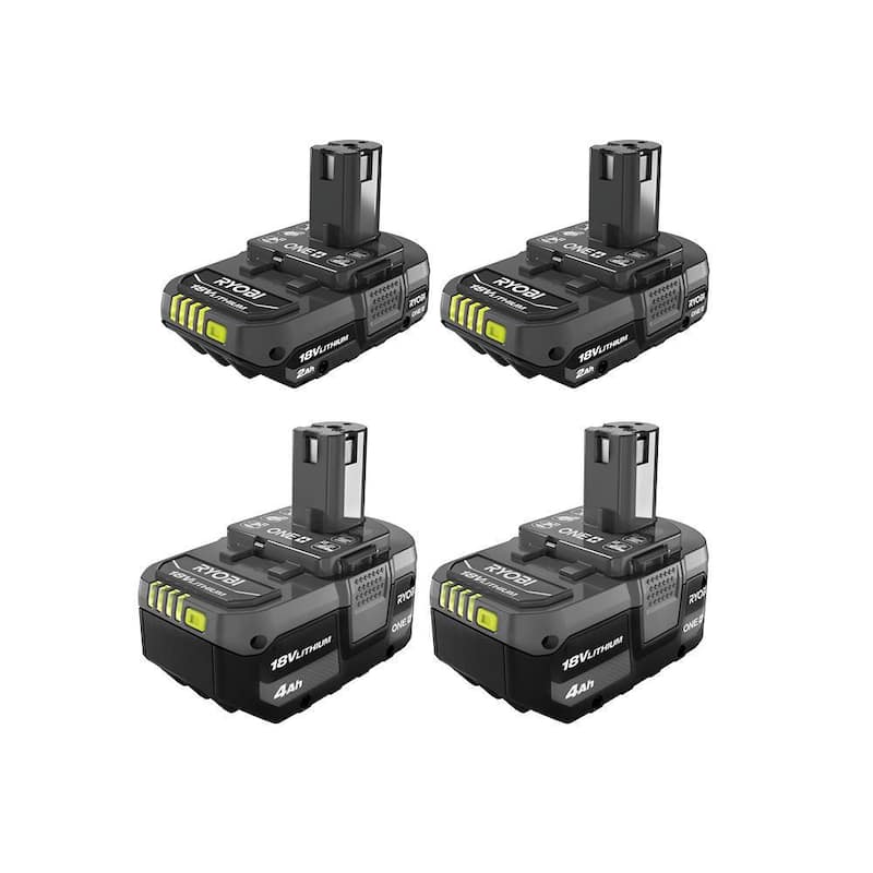 Batería de iones de litio de 18V 4.0 Ah (paquete de 2) con Batería compacta de iones de litio de 18V 2.0 Ah (paquete de 2) - PBP2005-PBP2006