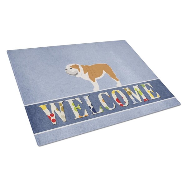 Carolines Treasures English Bulldog Welcome Glass Cutting Board Large - BB5566LCB