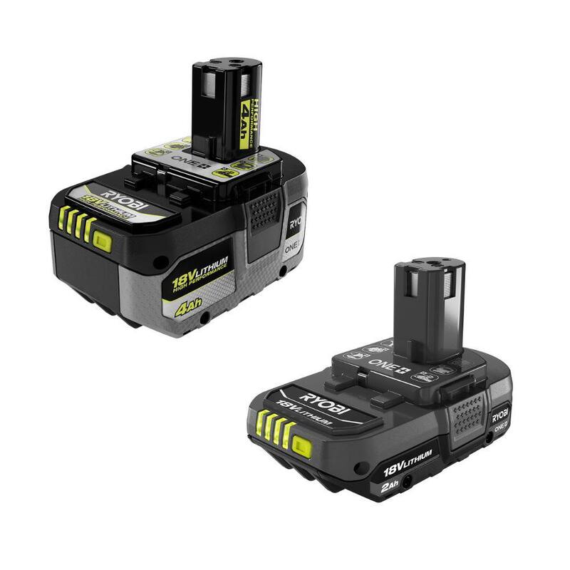 Batería de alto rendimiento de iones de litio de 4.0 Ah de 18V RYOBI ONE+ y batería de iones de litio de 2.0 Ah de 18V ONE+ - PBP004-PBP006