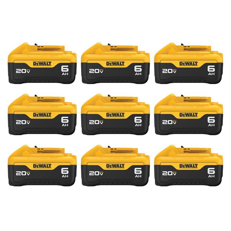Batería de iones de litio Premium DEWALT 20V MAX de 6.0 Ah (paquete de 9) - DCB206-9
