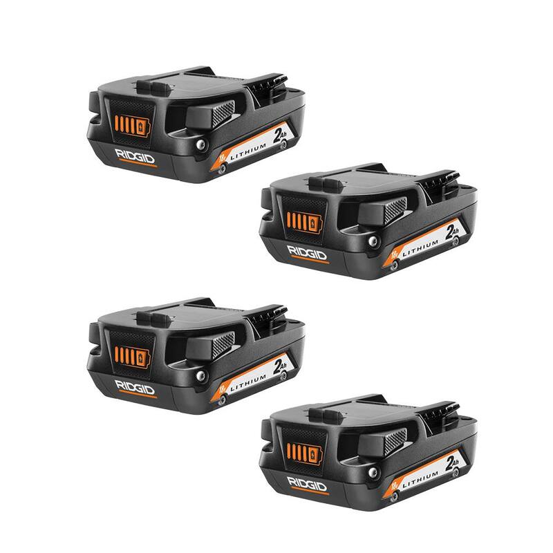 Baterías de iones de litio compactas RIDGID de 18V y 2.0 Ah (paquete de 4) - AC8400802P-AC8400802P