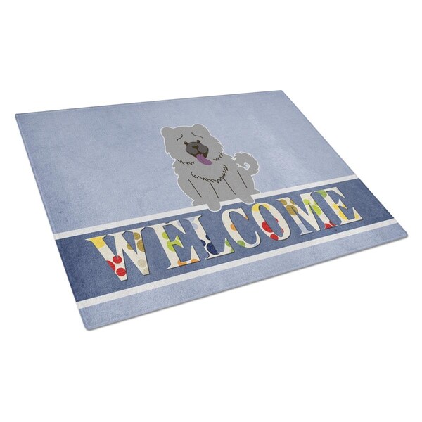 Carolines Treasures Chow Chow Blue Welcome Glass Cutting Board Large - BB5720LCB