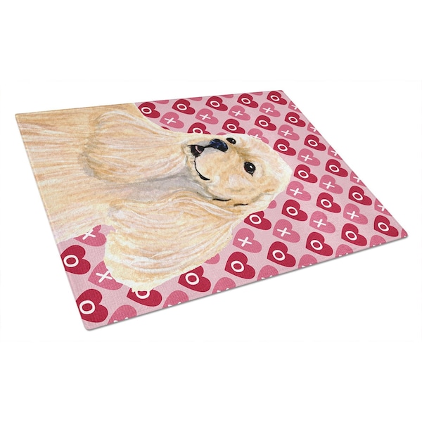 Carolines Treasures Cocker Spaniel Hearts Love and Valentines Day Glass Cutting Board- Large - SS4522LCB