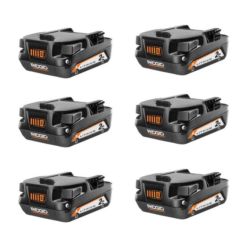 Batería RIDGID de 18V Compacta de Iones de Litio de 2.0 Ah (Paquete de 6) - AC8400802P-AC8400802P-AC8400802P