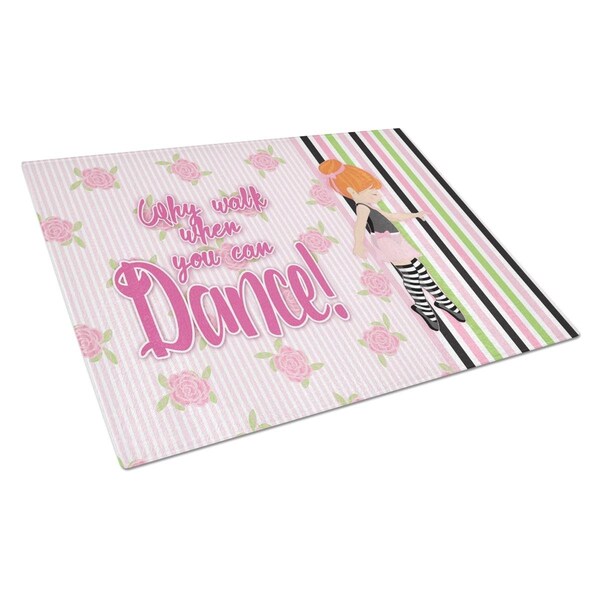 Carolines Treasures Ballet Dance Stripes Red Hair Glass Cutting Board Large - BB5399LCB