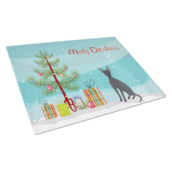 Carolines Treasures Peruvian Hairless Dog Christmas Tree Glass Cutting Board Large - CK3507LCB