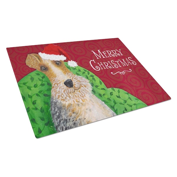 Carolines Treasures Wire Fox Terrier Christmas Glass Cutting Board Large - VHA3040LCB