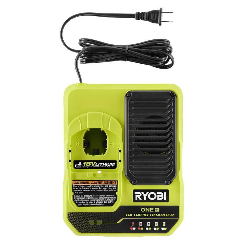 Cargador rápido RYOBI ONE+ 18V 8A con batería de alto rendimiento de litio-ion ONE+ 18V 12.0 Ah - PCG008-PBP1012.