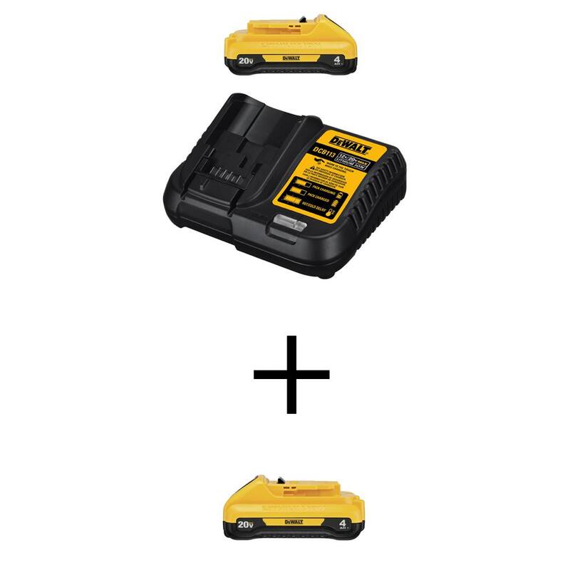 Paquete de baterías compactas de ion de litio DEWALT 20-V MAX 4.0Ah (2 unidades) con cargador 12V a 20V MAX - DCB240CWDCB240