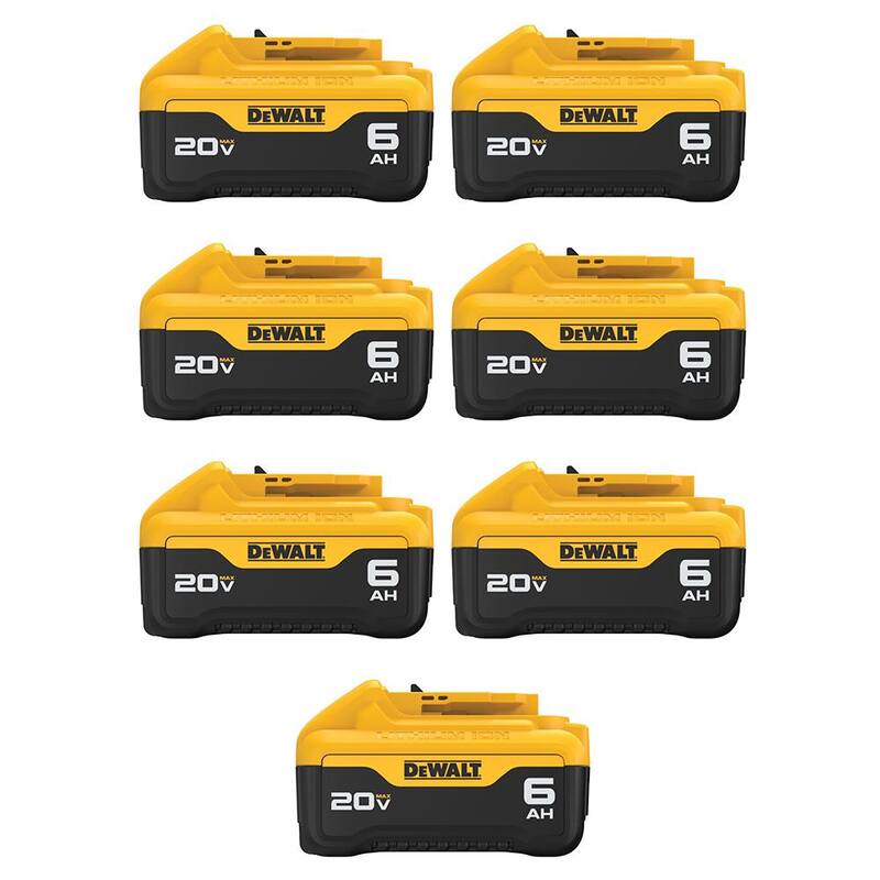 Batería de iones de litio premium DEWALT 20V MAX de 6.0Ah (Paquete de 7) - DCB206-7