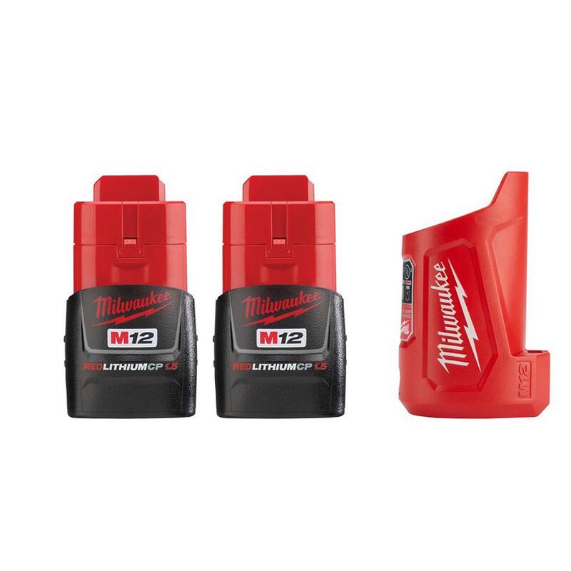 Paquete de batería compacta de iones de litio Milwaukee M12 de 12 voltios 1.5 Ah (paquete de 2) con fuente de energía portátil M12 - 48-11-2411-48-59-1201