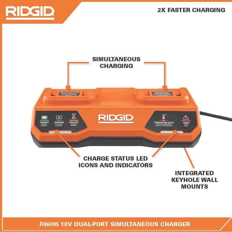 Cargador dual simultáneo de 18V con puerto dual con batería de ion de litio compacta de 2.0 Ah (paquete de 2) - AC86095-AC8400802P
