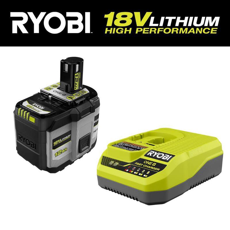 RYOBI ONE+ 18V 12.0 Ah Batería de alto rendimiento de iones de litio con Cargador rápido ONE+ 18V - PBP1012-PCG004