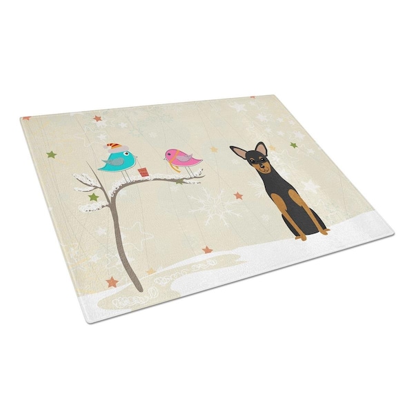 Carolines Treasures Christmas Presents Between Friends Manchester Terrier Glass Cutting Board, Large - BB2500LCB