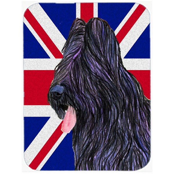 Carolines Treasures Briard With English Union Jack British Flag Glass Cutting Board - Large - SS4931LCB