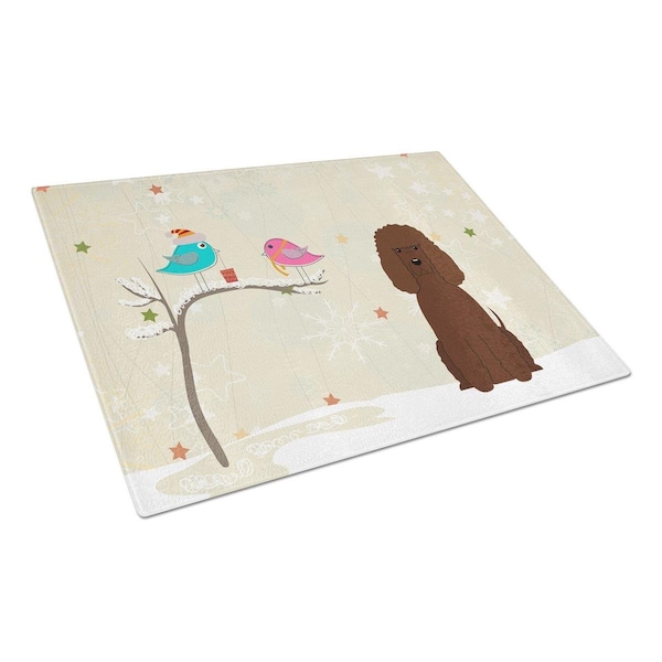 Carolines Treasures Christmas Presents Between Friends Irish Water Spaniel Glass Cutting Board, Large - BB2535LCB