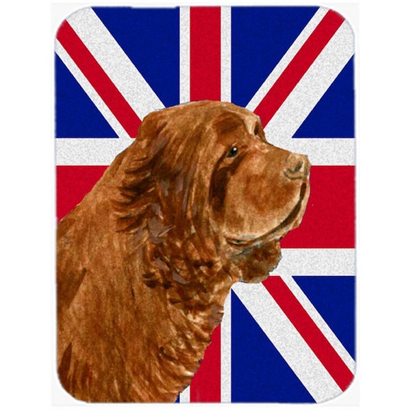 Carolines Treasures Sussex Spaniel With English Union Jack British Flag Glass Cutting Board - Large - SS4952LCB