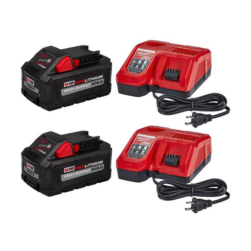 Milwaukee M18 18-Volt Lithium-Ion HIGH OUTPUT Kit de Inicio con baterías XC (2) de 8.0Ah y Cargadores Rápidos - 48-59-1880-48-59-1880