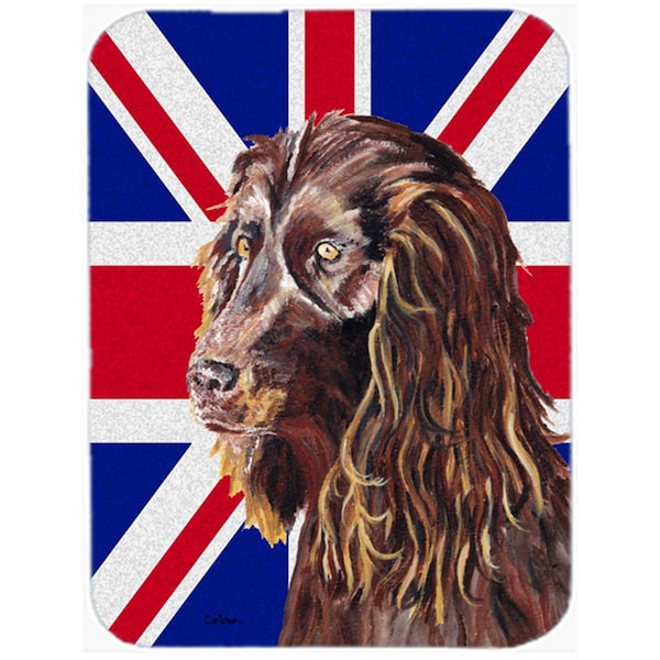 Carolines Treasures Boykin Spaniel With Engish Union Jack British Flag Glass Cutting Board - Large - SC9862LCB