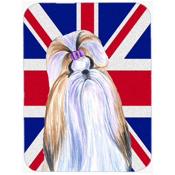 Carolines Treasures Shih Tzu With English Union Jack British Flag Glass Cutting Board - Large - SS4907LCB
