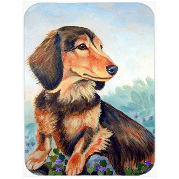 Carolines Treasures Dachshund chocolate and tan Long Haired Glass Cutting Board - Large- 15 x 12 in. - 7023LCB