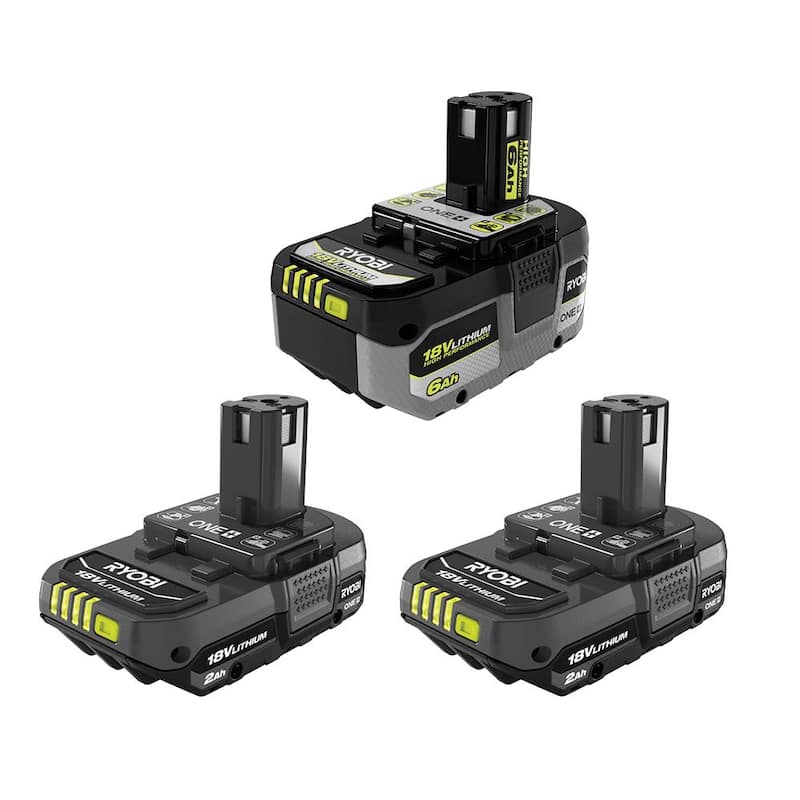 RYOBI ONE+ 18V 6.0 Ah Batería de alto rendimiento de iones de litio y batería compacta de 2.0 Ah (paquete de 2) - PBP007- PBP2006
