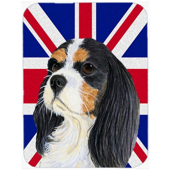 Carolines Treasures Cavalier Spaniel With English Union Jack British Flag Glass Cutting Board - Large - LH9476LCB