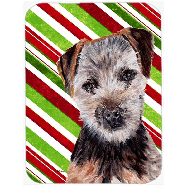 Carolines Treasures Norfolk Terrier Puppy Large Size Candy Cane Christmas Glass Cutting Board - SC9807LCB