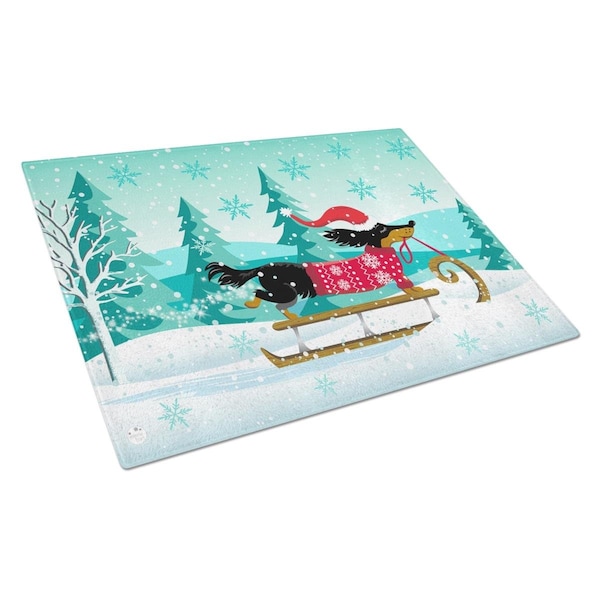 Carolines Treasures Merry Christmas Dachshund Glass Cutting Board Large - VHA3030LCB