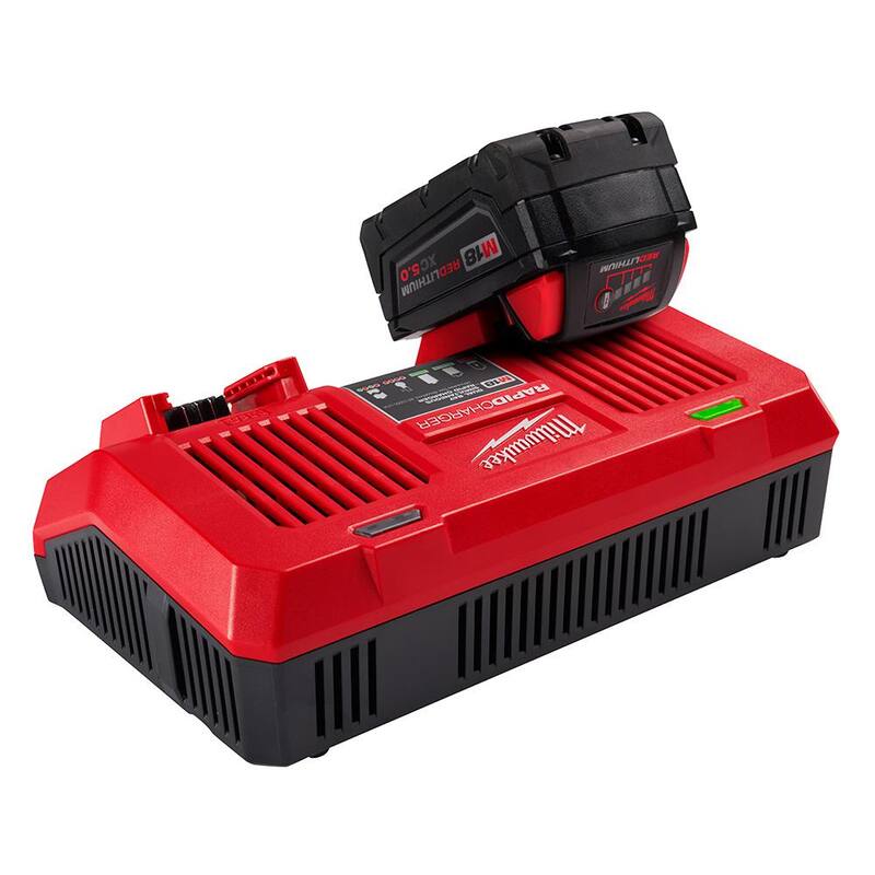 Cargador rápido de batería doble Milwaukee M18 de 18 voltios con 1 batería compacta de 2.0 Ah - 48-59-1802-48-11-1820