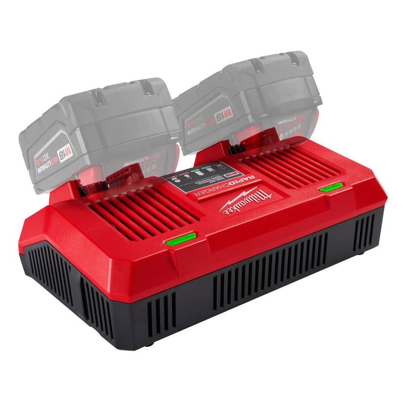Cargador rápido de batería doble Milwaukee M18 de 18 voltios con 1 batería compacta de 2.0 Ah - 48-59-1802-48-11-1820
