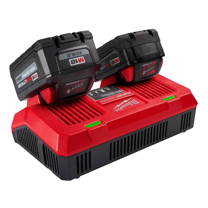 Cargador rápido de batería doble Milwaukee M18 de 18 voltios con 1 batería compacta de 2.0 Ah - 48-59-1802-48-11-1820