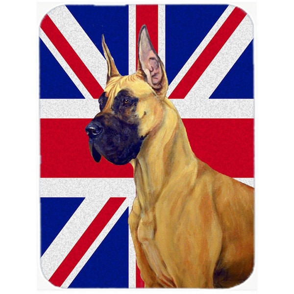 Carolines Treasures Great Dane With English Union Jack British Flag Glass Cutting Board - Large - LH9464LCB