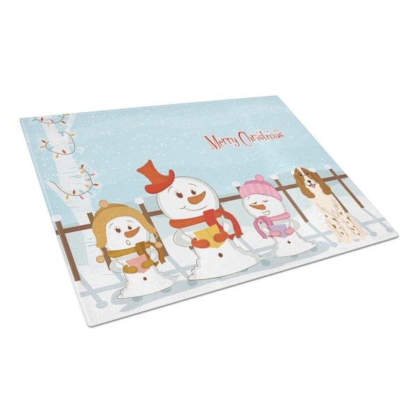 Carolines Treasures Merry Christmas Carolers Russian Spaniel Glass Cutting Board, Large - BB2362LCB