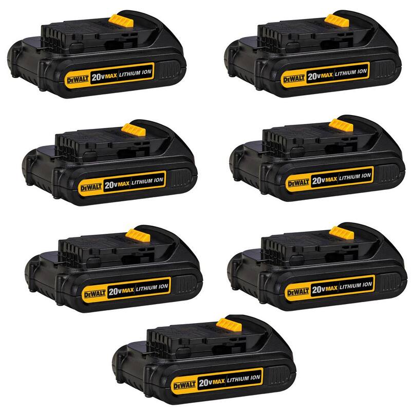 Paquete de batería compacta DEWALT 20V MAX de iones de litio de 1.5Ah (7-Pack) - DCB201-7.