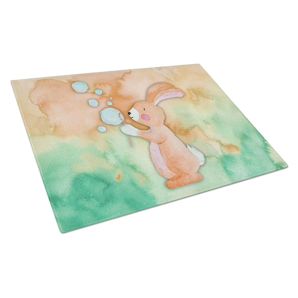 Carolines Treasures Rabbit & Bubbles Watercolor Glass Cutting Board Large - BB7349LCB